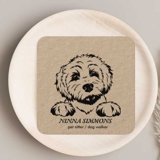 Schattige Pet Care Sitter Dog Walker Foto Rustiek Vierkante Visitekaartje