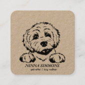Schattige Pet Care Sitter Dog Walker Foto Rustiek Vierkante Visitekaartje (Voorkant)