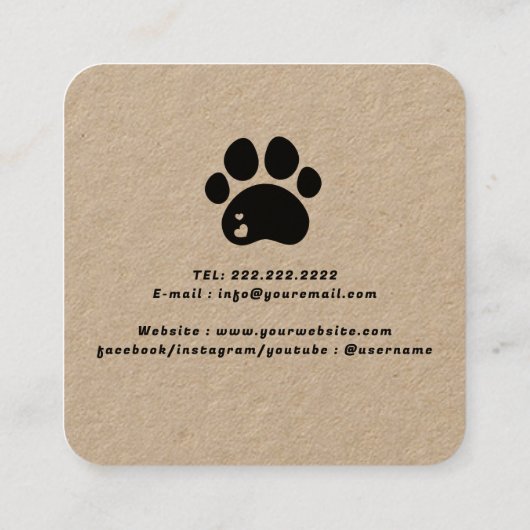 Schattige Pet Care Sitter Dog Walker Foto Rustiek Vierkante Visitekaartje (Achterkant)