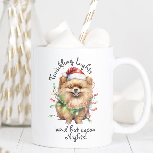 Schattige Pet Dog Modern Script Waterverf Kerst Tweekleurige Koffiemok