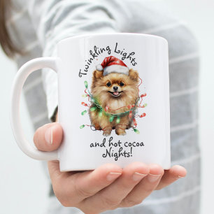 Schattige Pet Dog Modern Script Waterverf Kerst Tweekleurige Koffiemok
