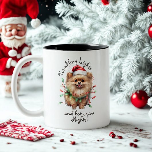 Schattige Pet Dog Modern Script Waterverf Kerst Tweekleurige Koffiemok