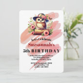 Schattige Pet dragen uil op een log Custom Kaart (Staand voorkant)