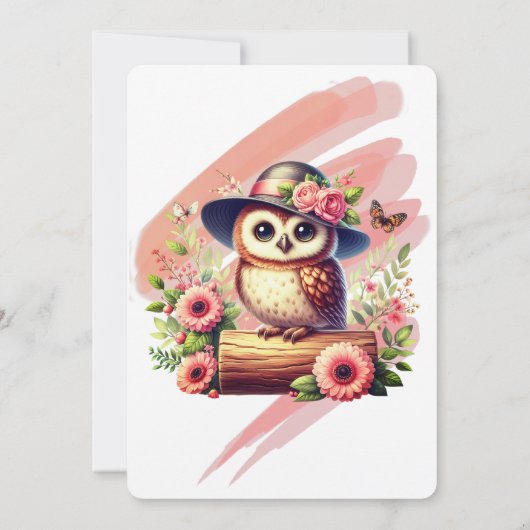 Schattige Pet dragen uil op een log Custom Kaart (Achterkant)