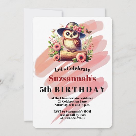 Schattige Pet dragen uil op een log Custom Kaart (Voorkant)