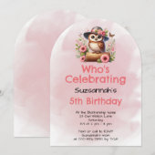 Schattige Pet met uil zittend op een boomstam met  Kaart (Voorkant / Achterkant)