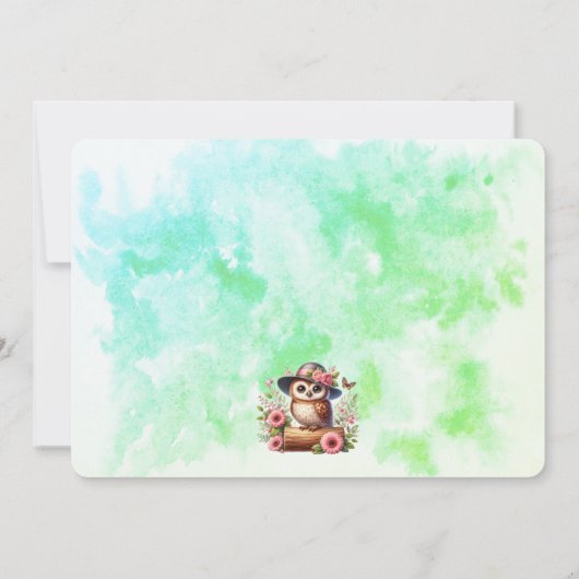 Schattige Pet met uil zittend op een log Kaart (Achterkant)