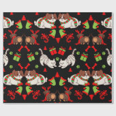 Schattige Pet Patterned kerstcadeau Cadeaupapier (Vlak)