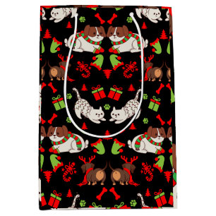 Schattige Pet Patterned kerstcadeau Medium Cadeauzakje