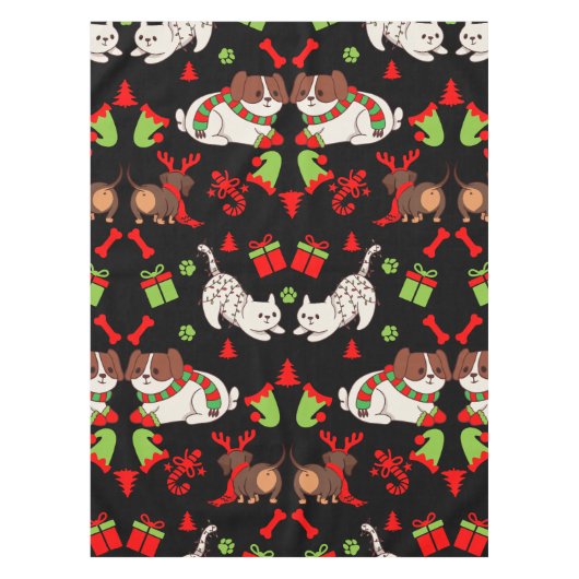 Schattige Pet Patterned kerstcadeau Tafelkleed (Voorkant)