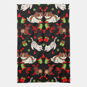 Schattige Pet Patterned kerstcadeau Theedoek