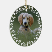 Schattige Pet Paw Hart Lijst Foto Keepsake Geperso Keramisch Ornament (Rechts)