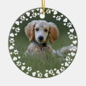 Schattige Pet Paw Hart Lijst Foto Keepsake Geperso Keramisch Ornament (Voorkant)