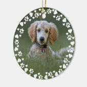 Schattige Pet Paw Hart Lijst Foto Keepsake Geperso Keramisch Ornament (Links)