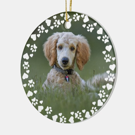 Schattige Pet Paw Hart Lijst Foto Keepsake Geperso Keramisch Ornament (Links)