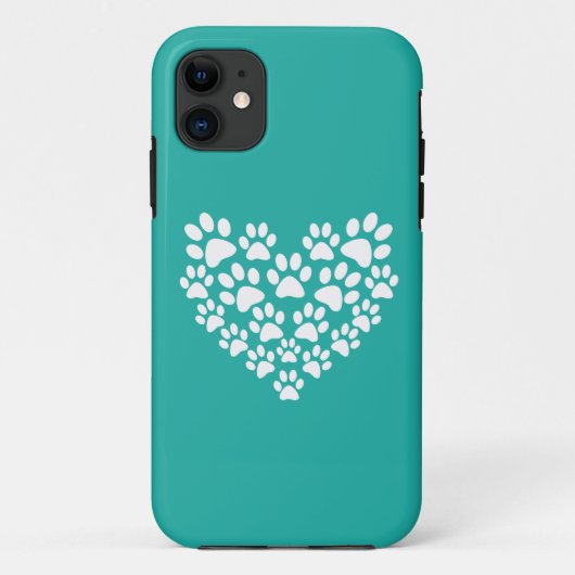 Schattige Pet Paw Print Hart Case-Mate iPhone Case (Achterkant)