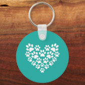 Schattige Pet Paw Print Hart Sleutelhanger (Voorkant)