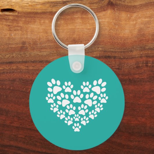 Schattige Pet Paw Print Hart Sleutelhanger (Voorkant)