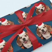 Schattige Pet Photo Santa Hats Christmas Blue Cadeaupapier