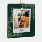 Schattige Pet Photo Script Funny Dog Christmas Keramisch Ornament (Rechts)