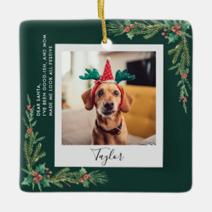 Schattige Pet Photo Script Funny Dog Christmas Keramisch Ornament