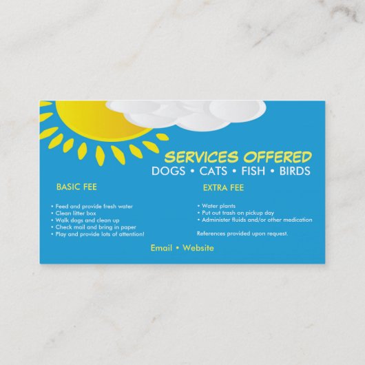 Schattige Pet Sitter Service Visitekaartje (Achterkant)