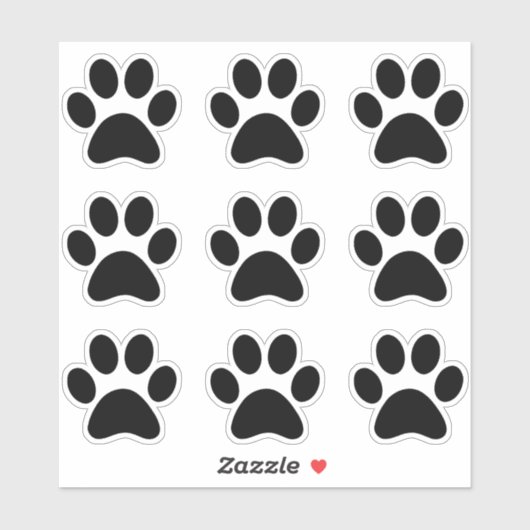Schattige Pet Zwart Poot Print Hondenkat Sticker (Vel)