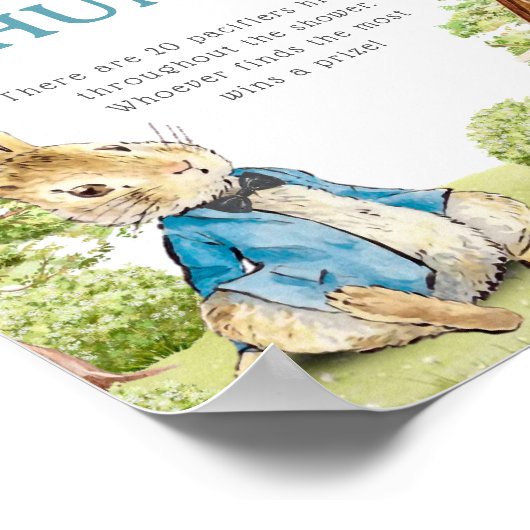 Schattige Peter De Konijn Baby shower Fopspeen Hun Poster (Hoek)