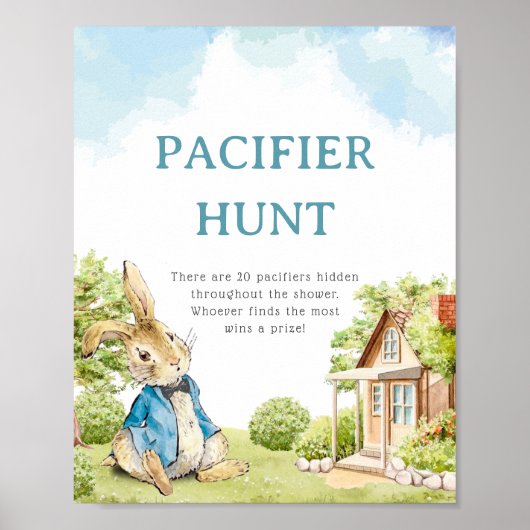 Schattige Peter De Konijn Baby shower Fopspeen Hun Poster (Voorkant)