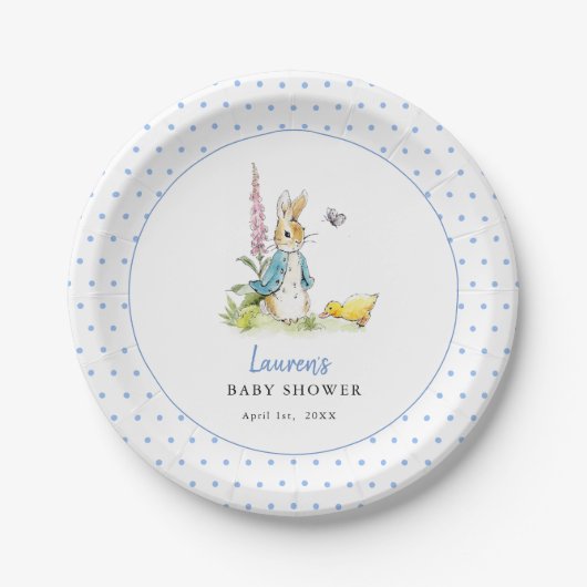 Schattige Peter Rabbit Baby Boy Showblauw Papieren Bordje (Voorkant)