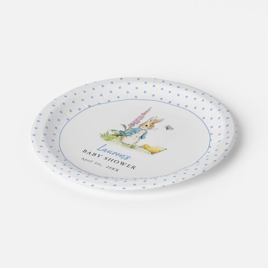 Schattige Peter Rabbit Baby Boy Showblauw Papieren Bordje (Gekanteld)