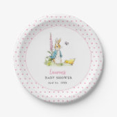 Schattige Peter Rabbit Baby Meisje Douche Roze Papieren Bordje (Voorkant)