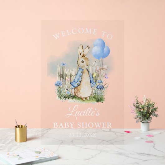 Schattige Peter Rabbit Baby shower Boy Acryl Teken Acryl Bord (Huwelijk)