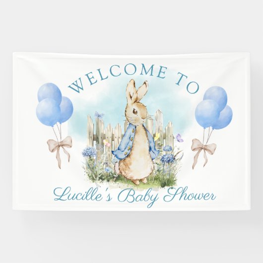 Schattige Peter Rabbit Baby shower Boy Decor Spandoek (Horizontaal)