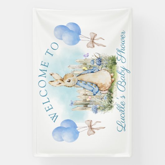 Schattige Peter Rabbit Baby shower Boy Decor Spandoek (Verticaal)