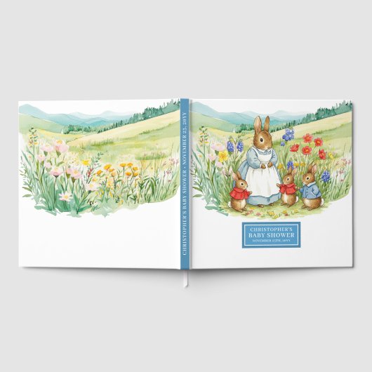 Schattige Peter Rabbit Baby shower gastenboek voor (Volledig)