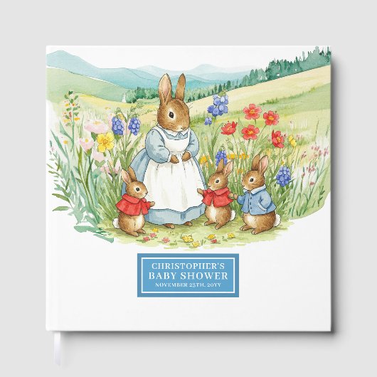 Schattige Peter Rabbit Baby shower gastenboek voor (Voorkant)