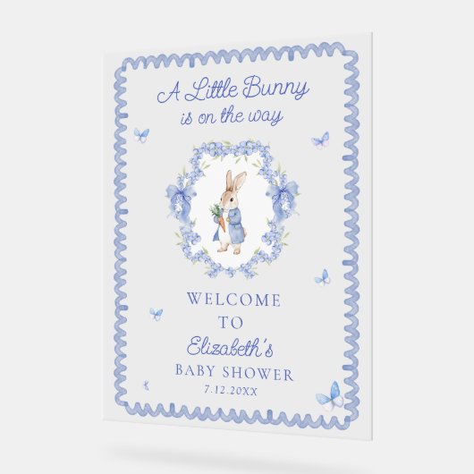 Schattige Peter Rabbit Boy Baby shower Welkom Acryl Bord (Hoek)