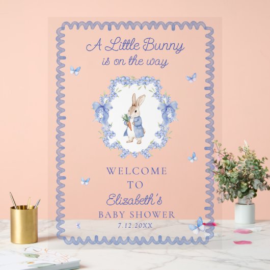 Schattige Peter Rabbit Boy Baby shower Welkom Acryl Bord (Huwelijk)