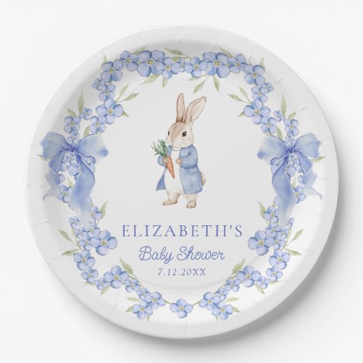 Schattige Peter Rabbit Waterverf Baby shower Papieren Bordje (Voorkant)