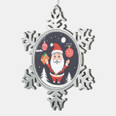Schattige Pewter Kerstman Tin Sneeuwvlok Ornament (Rechts)