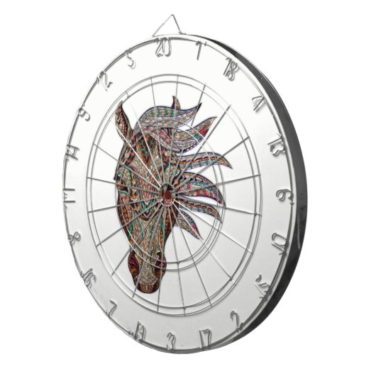 Schattige pfergekopf gemetalliseerde paardenkop dartbord (Voorkant Rechts)