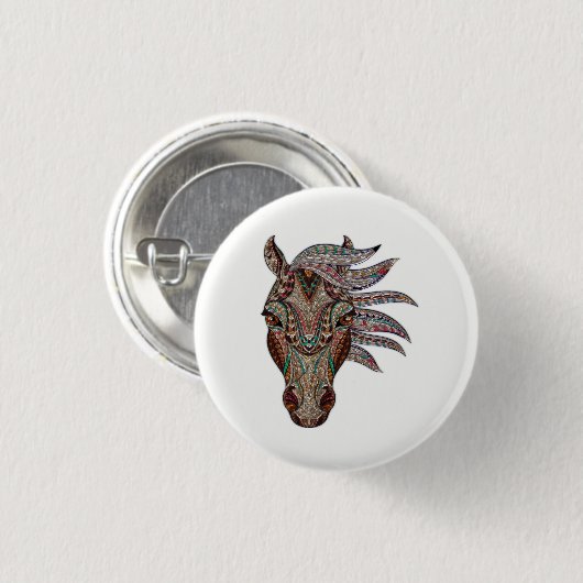 Schattige pfergekopf gemetalliseerde paardenkop ronde button 3,2 cm (Voorkant /achterkant)