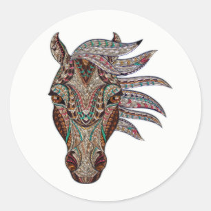 Schattige pfergekopf gemetalliseerde paardenkop ronde sticker