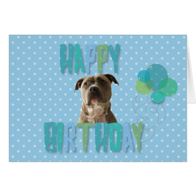 Schattige Pibull Dog Happy Birthday Wenskaart (Voorkant Horizontaal)
