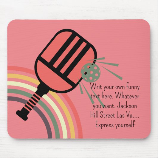 Schattige Pickleball classic retro gestreepte roze Muismat (Voorkant)