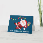 Schattige Pickleball Santa Blue Christmas Foto Feestdagen Kaart (Voorkant)