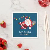 Schattige Pickleball Santa Blue Kerstfeest Servet (Insitu)