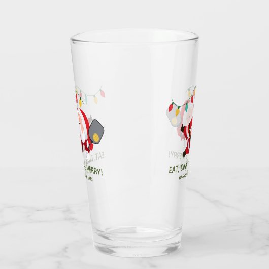Schattige Pickleball Santa Christmas Glas (Links)