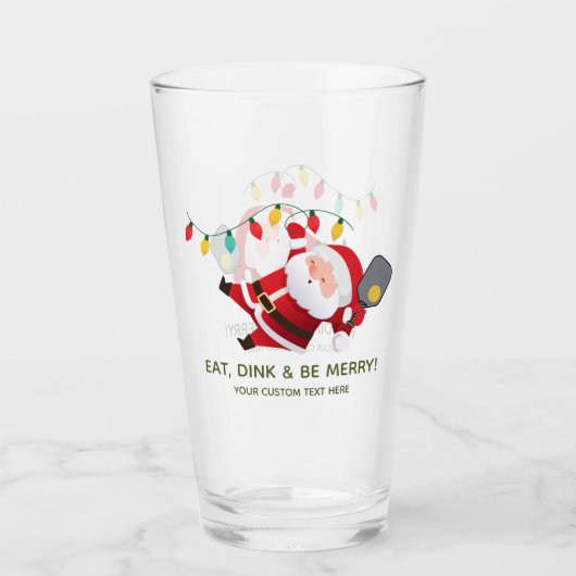 Schattige Pickleball Santa Christmas Glas (Voorkant)